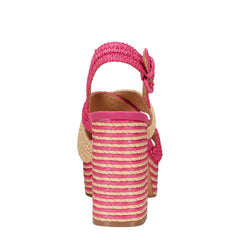 Caddy Platform Sandal - Natural/Pink Raffia