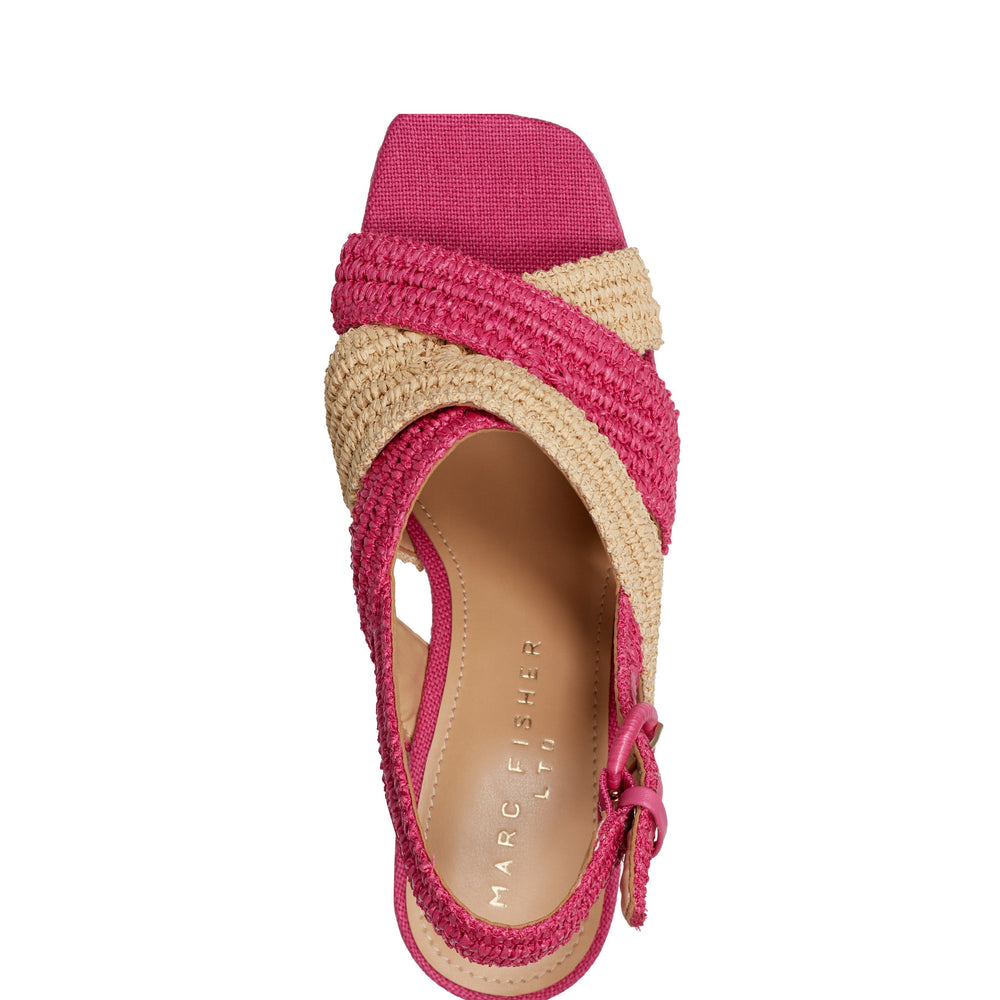 Caddy Platform Sandal - Natural/Pink Raffia