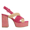 Caddy Platform Sandal - Natural/Pink Raffia