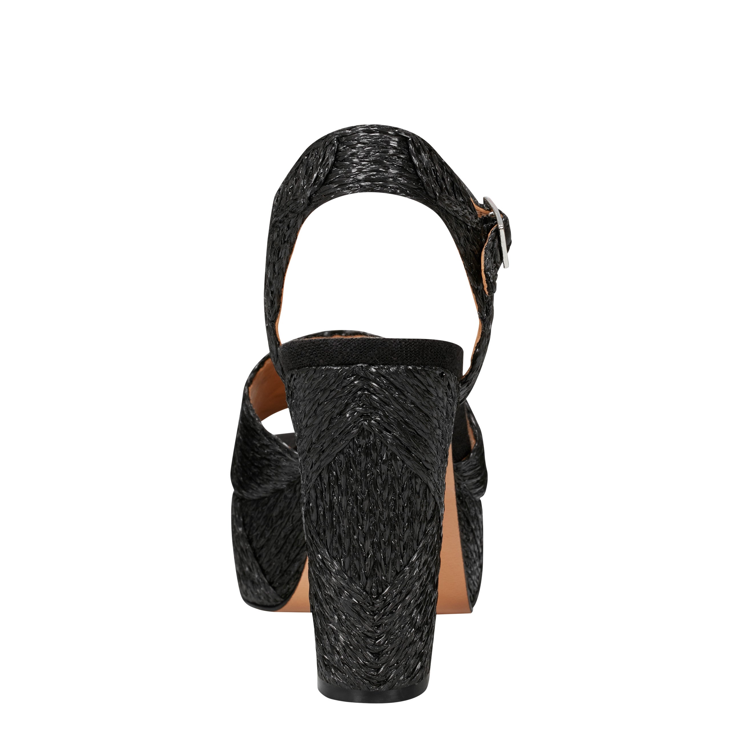 Calyn Platform Sandal - Black Raffia