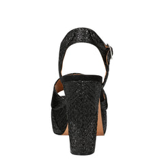 Calyn Platform Sandal - Black Raffia