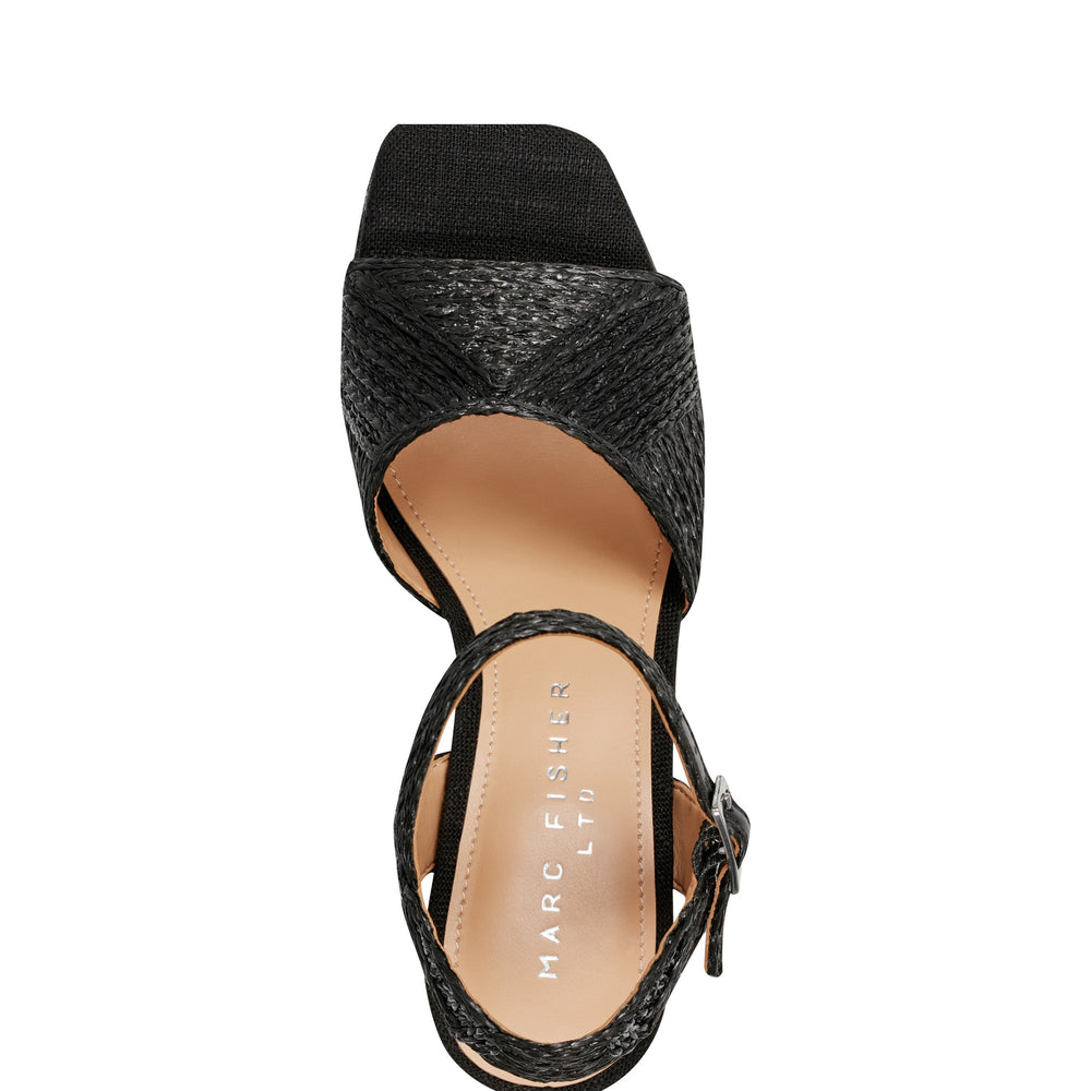 Calyn Platform Sandal - Black Raffia