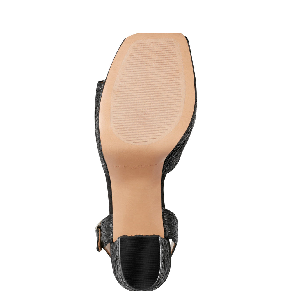 Calyn Platform Sandal - Black Raffia