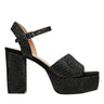 Calyn Platform Sandal - Black Raffia