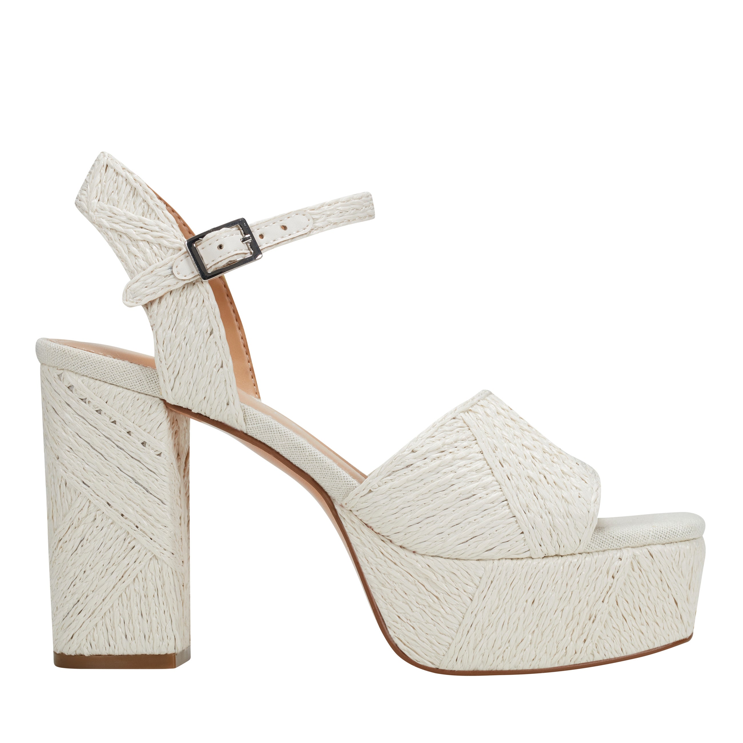 Calyn Platform Sandal - White Raffia