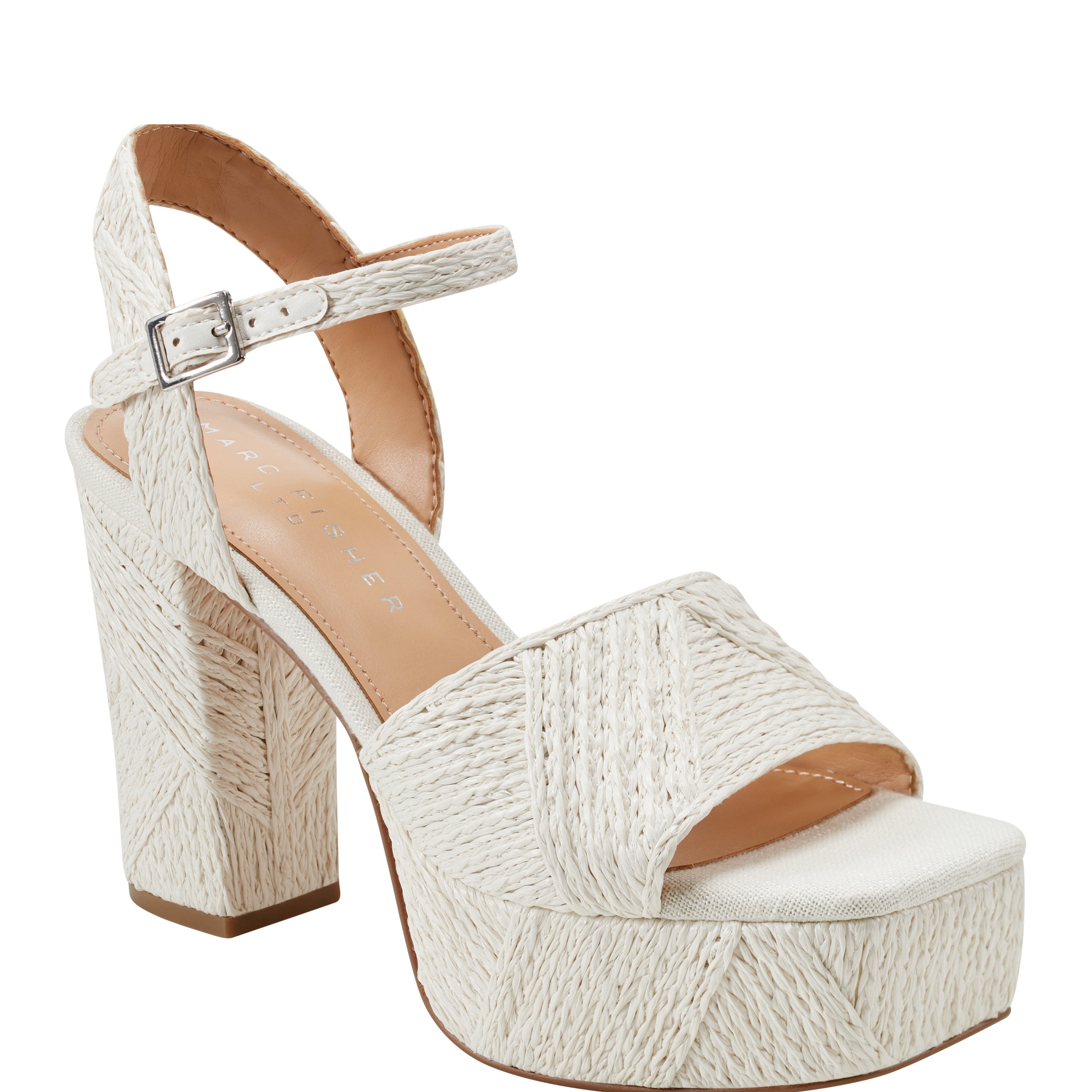 Calyn Platform Sandal - White Raffia