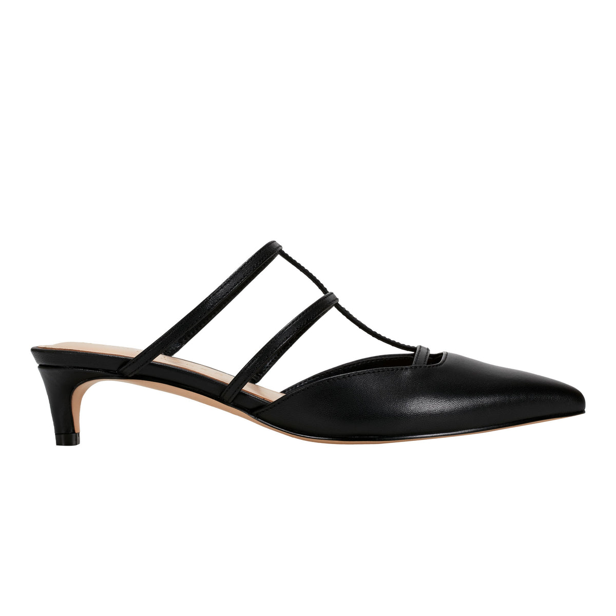 Kodie Caged Strappy Pump - Black Leather
