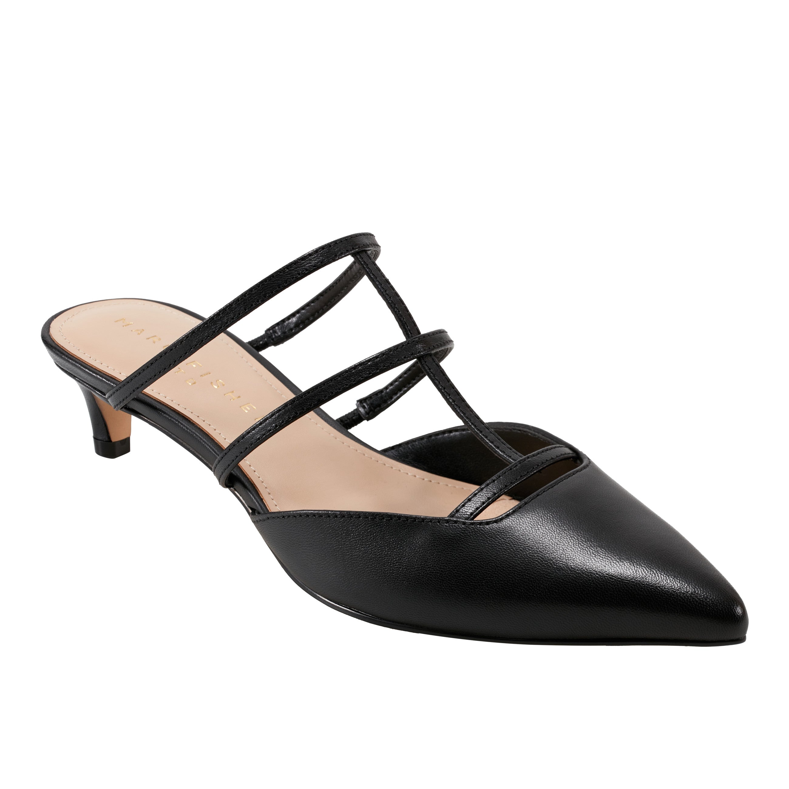 Kodie Caged Strappy Pump - Black Leather