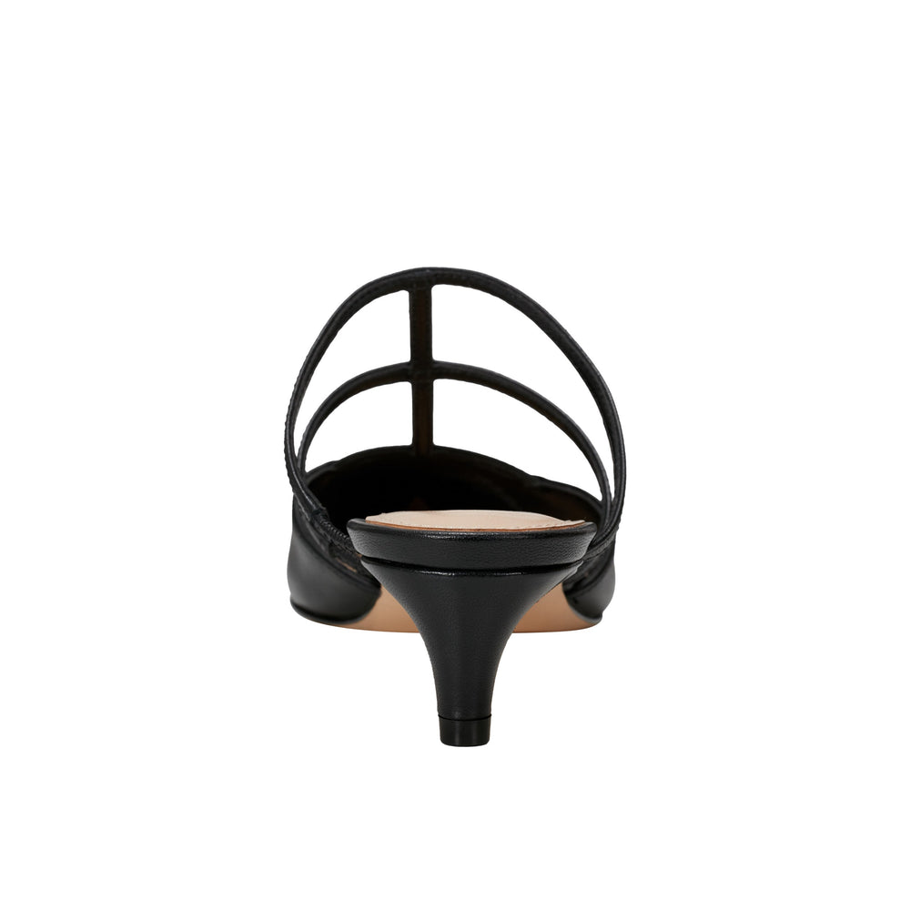 Kodie Caged Strappy Pump - Black Leather