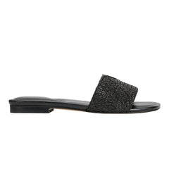 Murphy Flat Sandal - Black Raffia