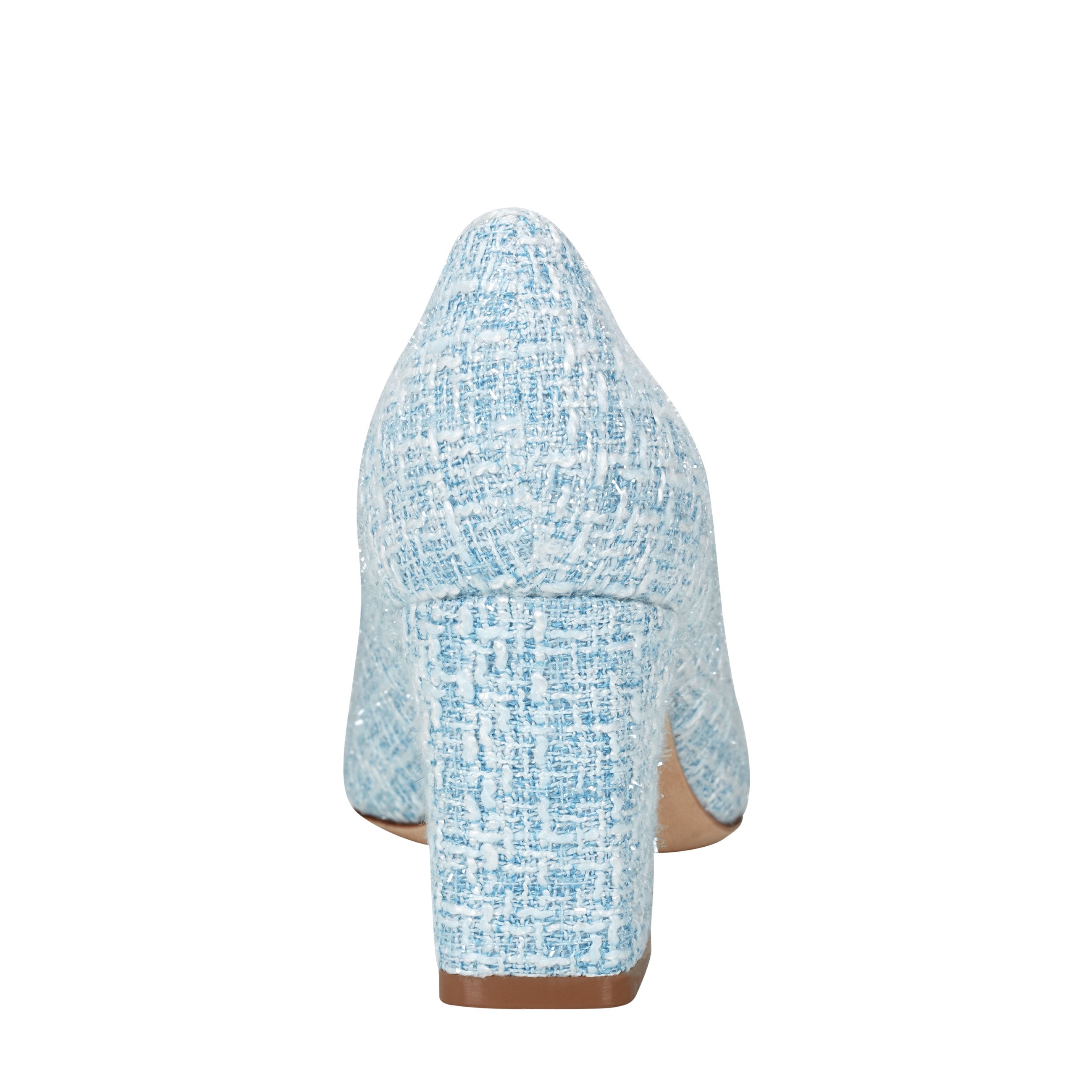 Zala Block Heel Pointy Toe Pump - Blue Boucle