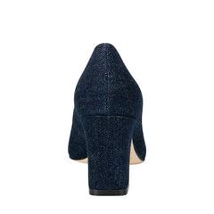 Zala Block Heel Pointy Toe Pump - Dark Denim