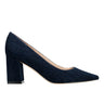 Zala Block Heel Pointy Toe Pump - Dark Denim