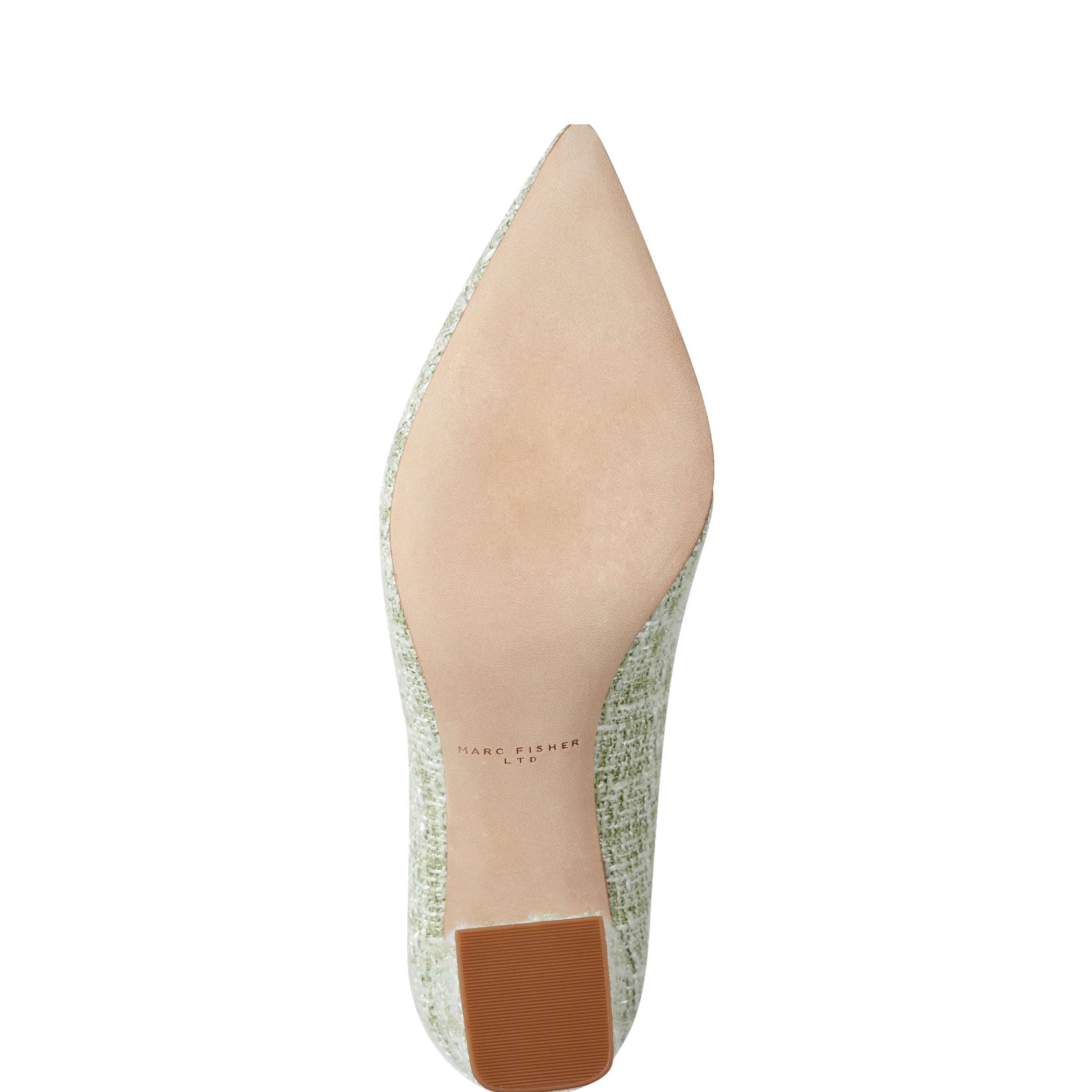 Zala Block Heel Pointy Toe Pump - Green Boucle