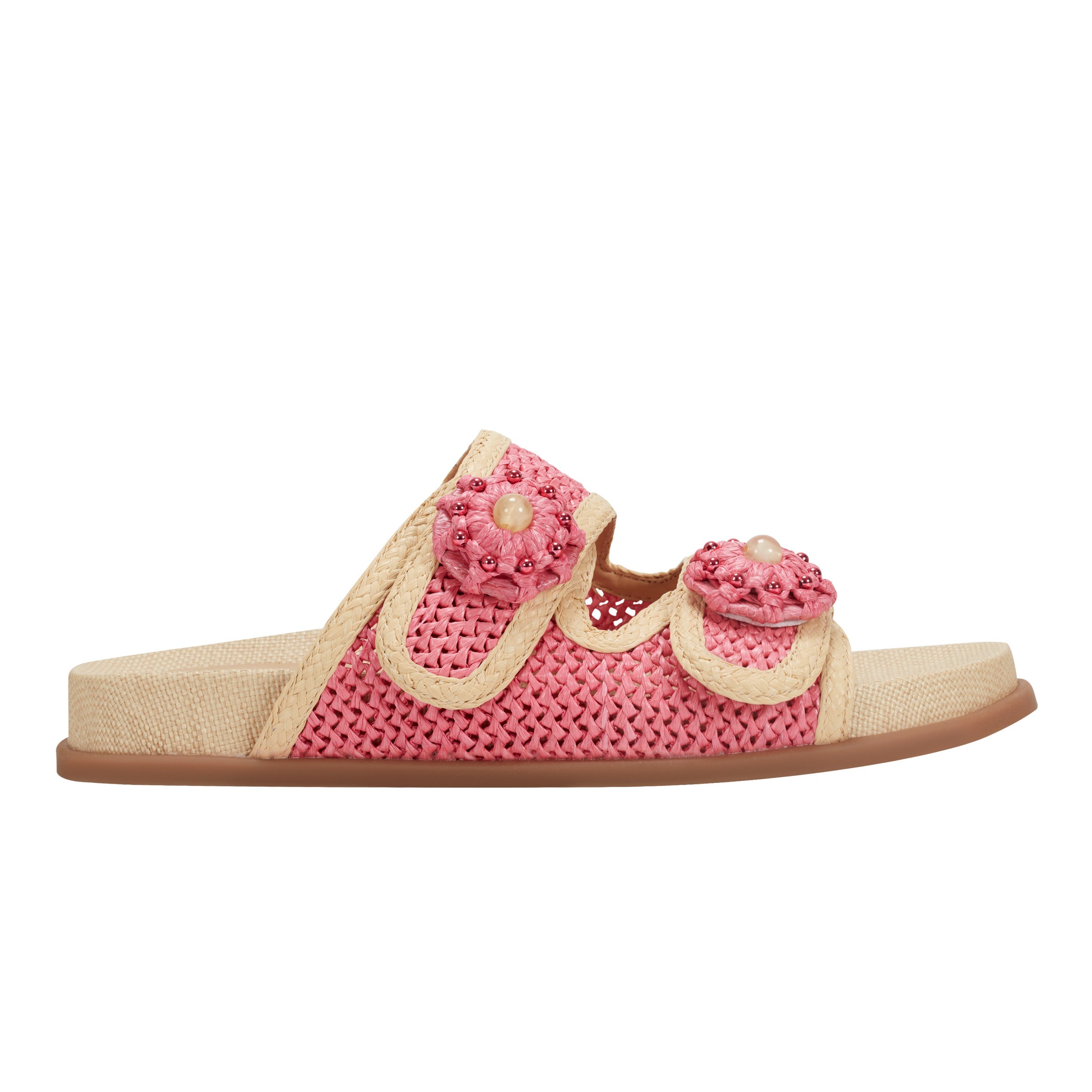 Valena Woven Footbed Sandal - Pink Raffia