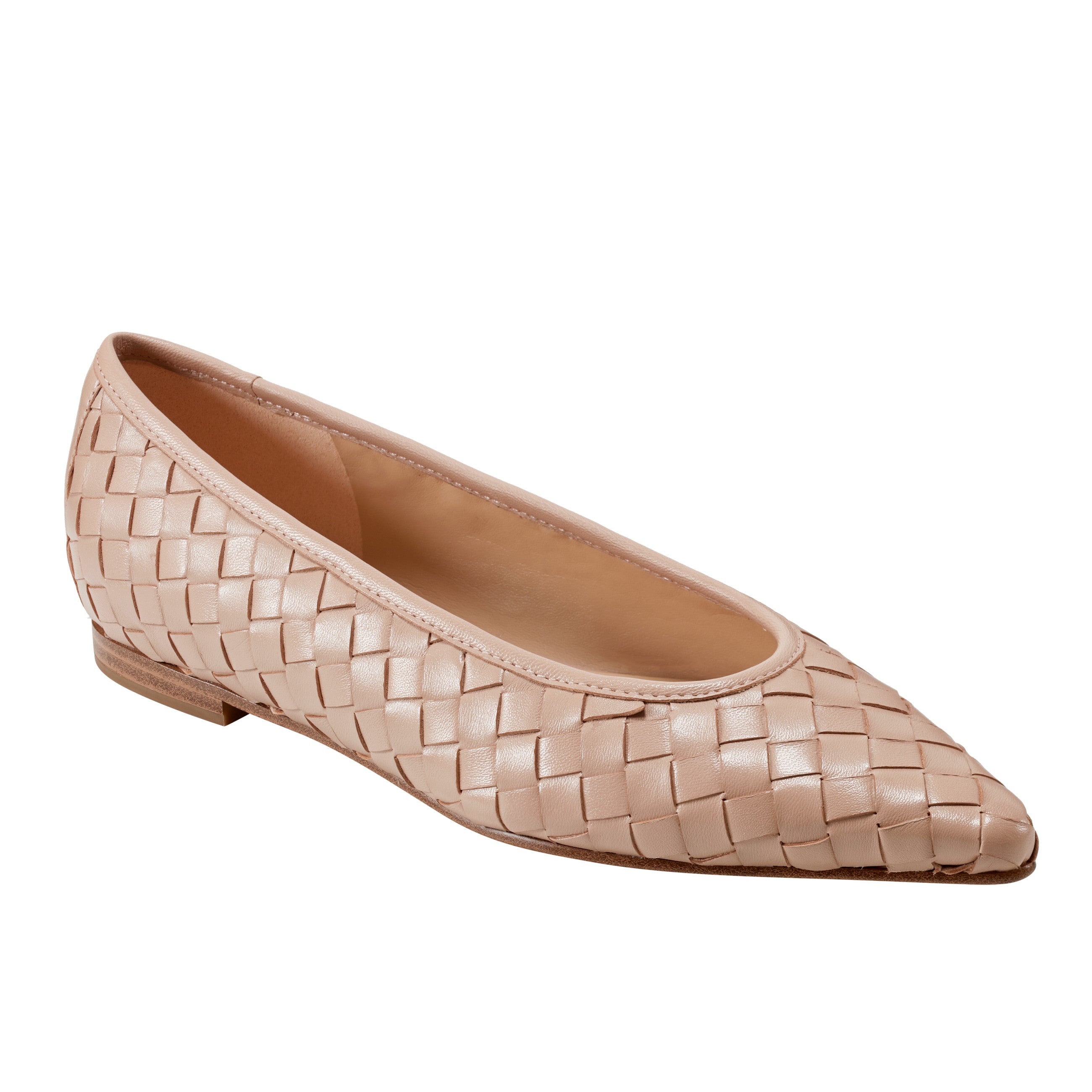 Damaria Woven Flat - Natural Leather