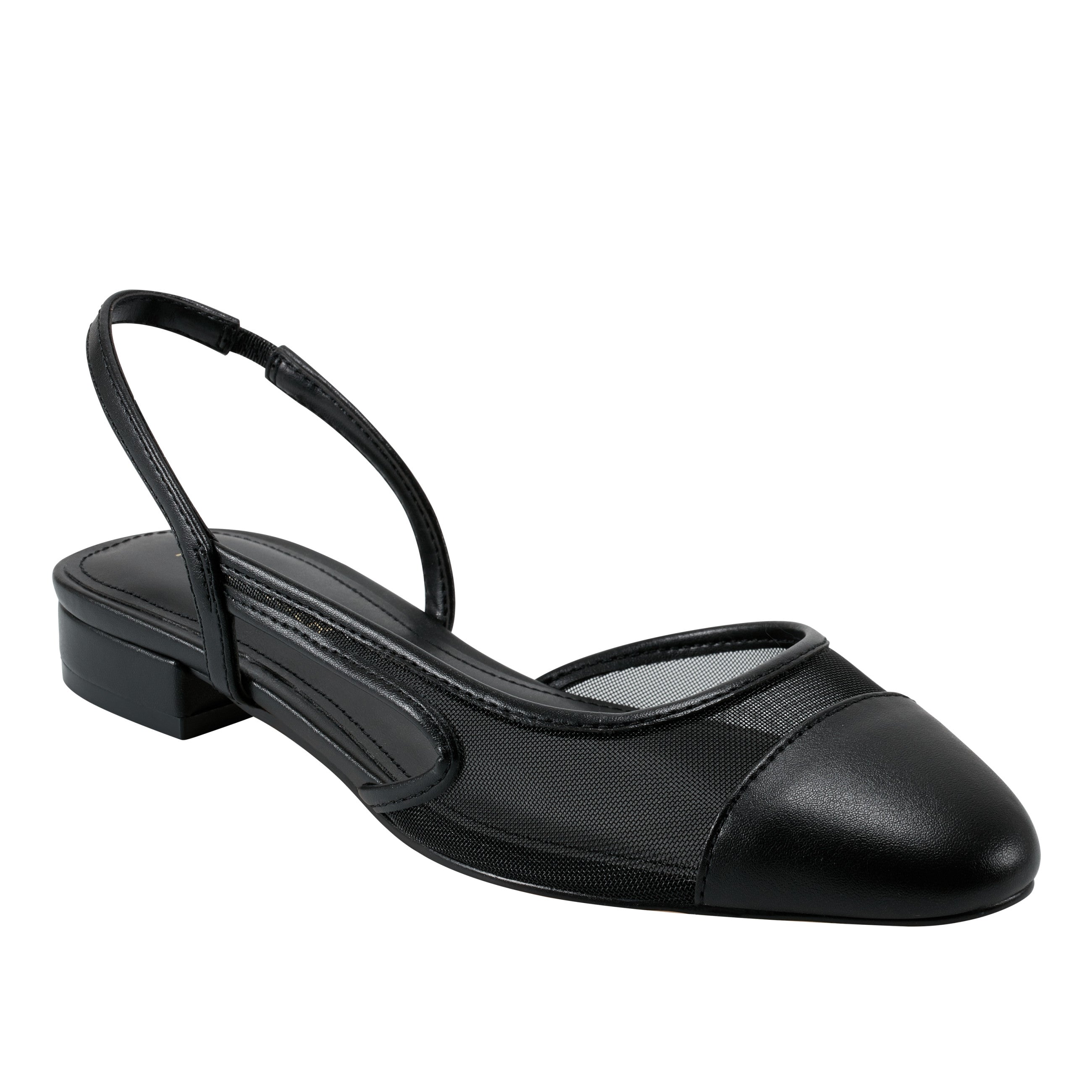 Dela Closed Toe Slingback Dress Flat - Black Mesh