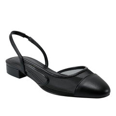 Dela Closed Toe Slingback Dress Flat - Black Mesh