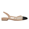 Dela Closed Toe Slingback Dress Flat - Natural/Black Mesh