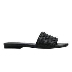 Lecee Woven Flat Sandal - Black