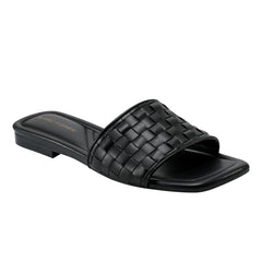 Lecee Woven Flat Sandal - Black