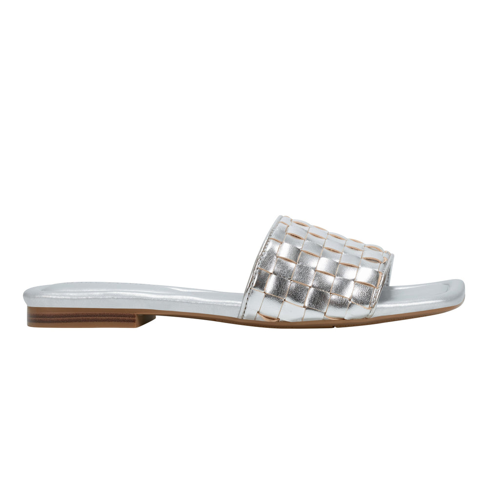 Lecee Woven Flat Sandal - Silver