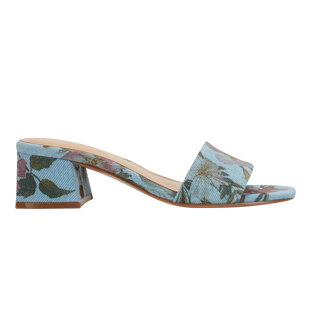 Olysa Slide Dress Sandal - Blue Floral