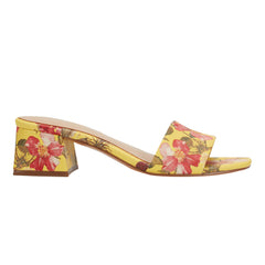 Olysa Slide Dress Sandal - Yellow Floral