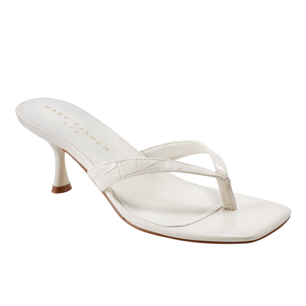 Amelea Thong Sandal - Cream Croco Leather