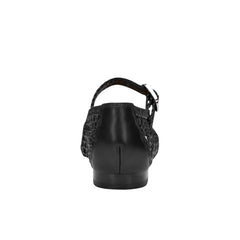 Evonna Woven Mary Jane Ballet Flat - Black Leather
