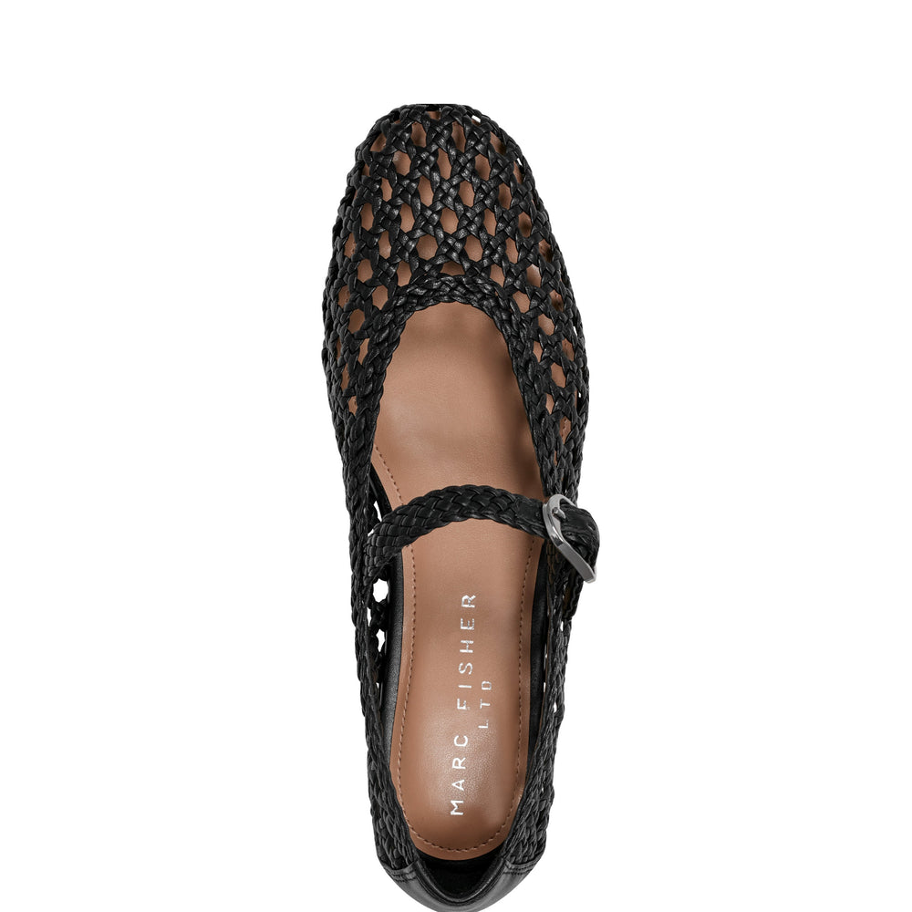 Evonna Woven Mary Jane Ballet Flat - Black Leather
