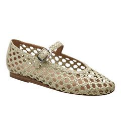 Evonna Woven Mary Jane Ballet Flat - Chic Cream Leather