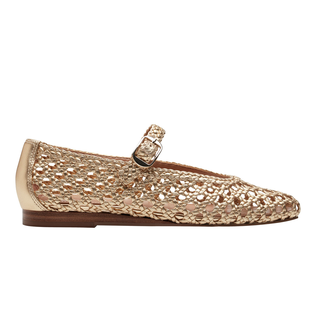Evonna Woven Mary Jane Ballet Flat - Gold Leather