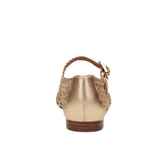 Evonna Woven Mary Jane Ballet Flat - Gold Leather