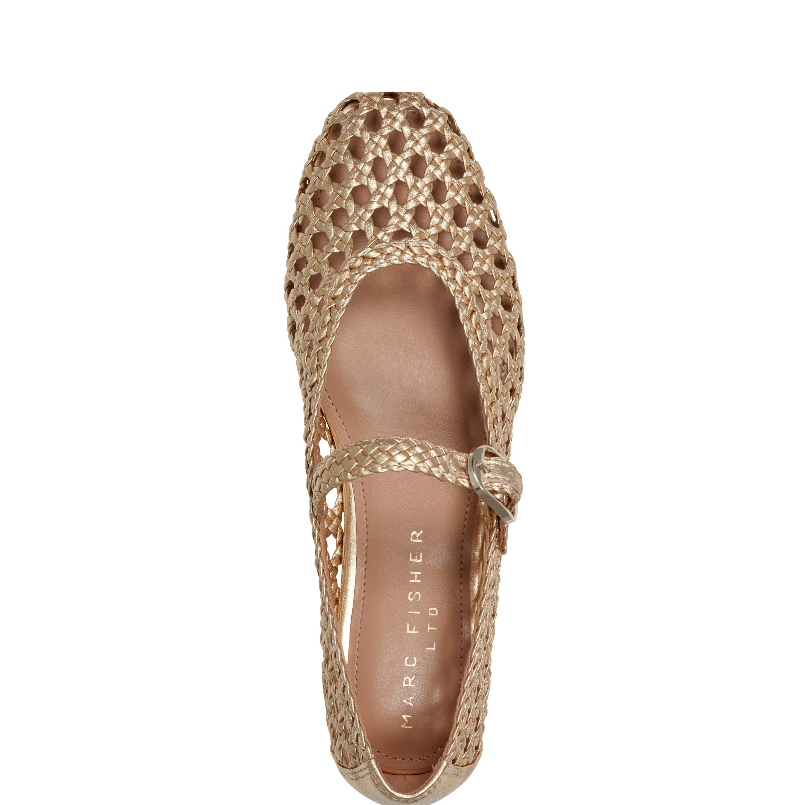 Evonna Woven Mary Jane Ballet Flat - Gold Leather