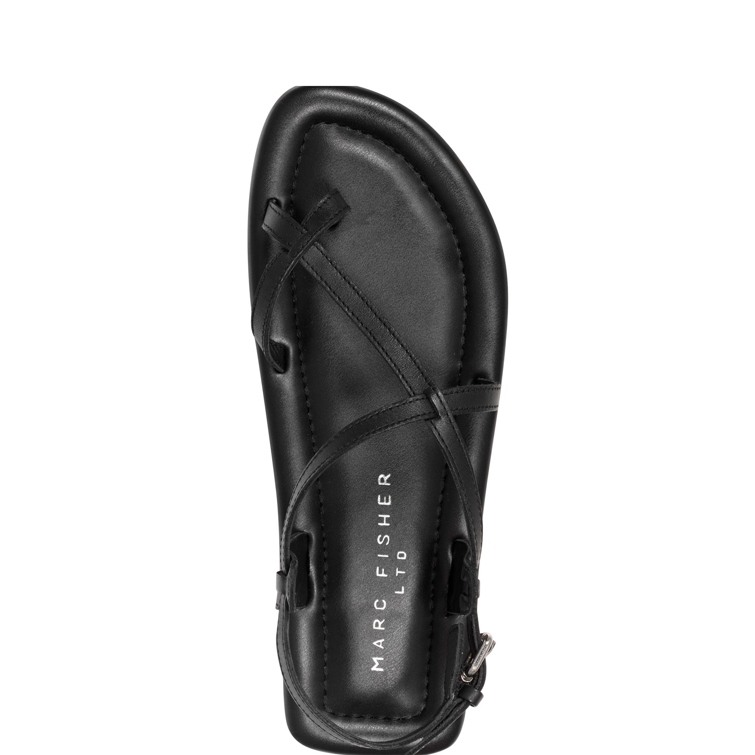 Gerty Strappy Flat Sandal - Black Leather