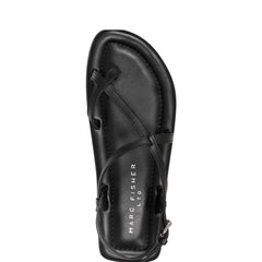 Gerty Strappy Flat Sandal - Black Leather