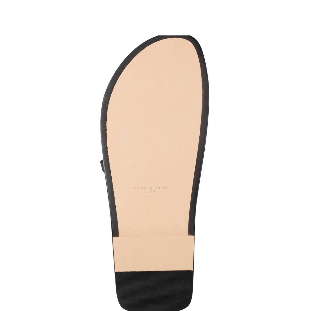 Gerty Strappy Flat Sandal - Black Leather