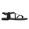 Gerty Strappy Flat Sandal - Black Leather
