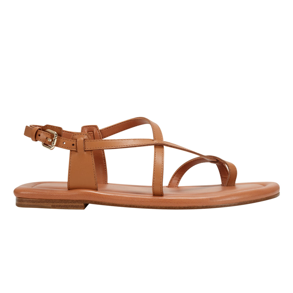 Gerty Strappy Flat Sandal - Natural Leather