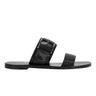Hallyn Flat Slide Sandal - Black Leather