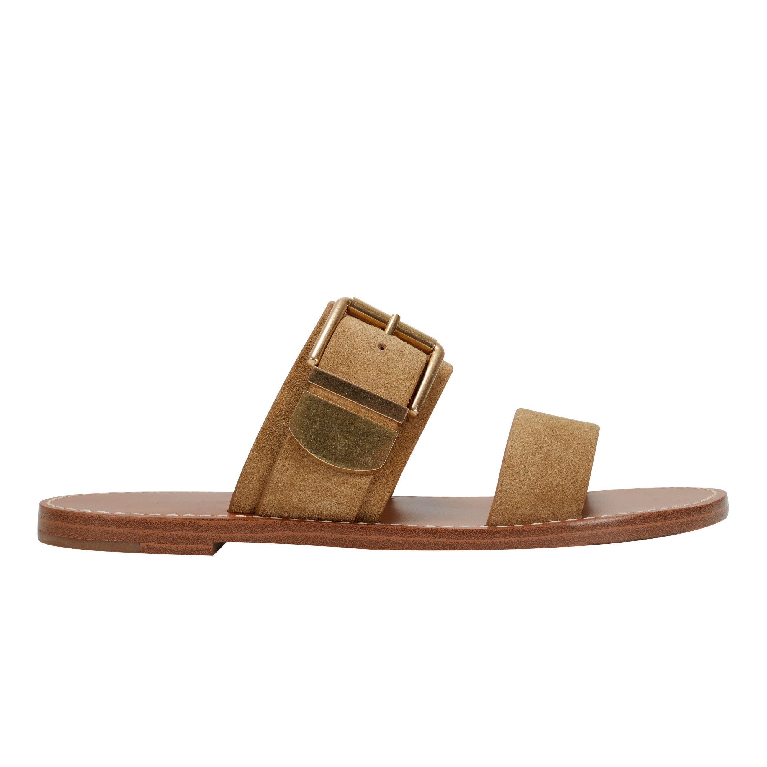 Hallyn Flat Slide Sandal - Brown Suede