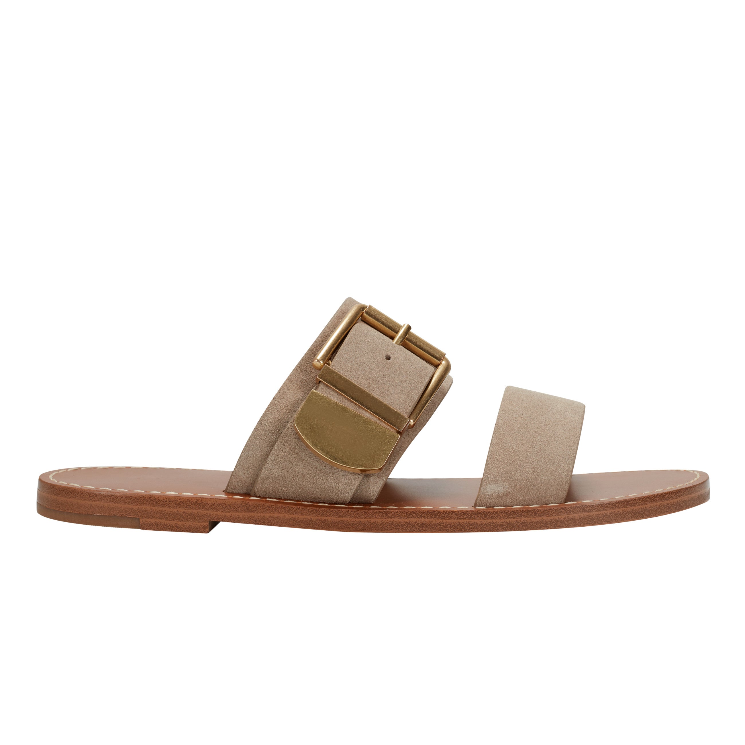 Hallyn Flat Slide Sandal - Taupe Suede