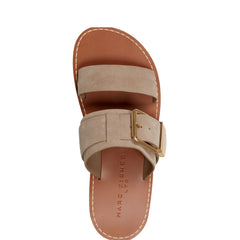 Hallyn Flat Slide Sandal - Taupe Suede