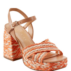 Juliey Platform Sandal - Natural/Orange Raffia