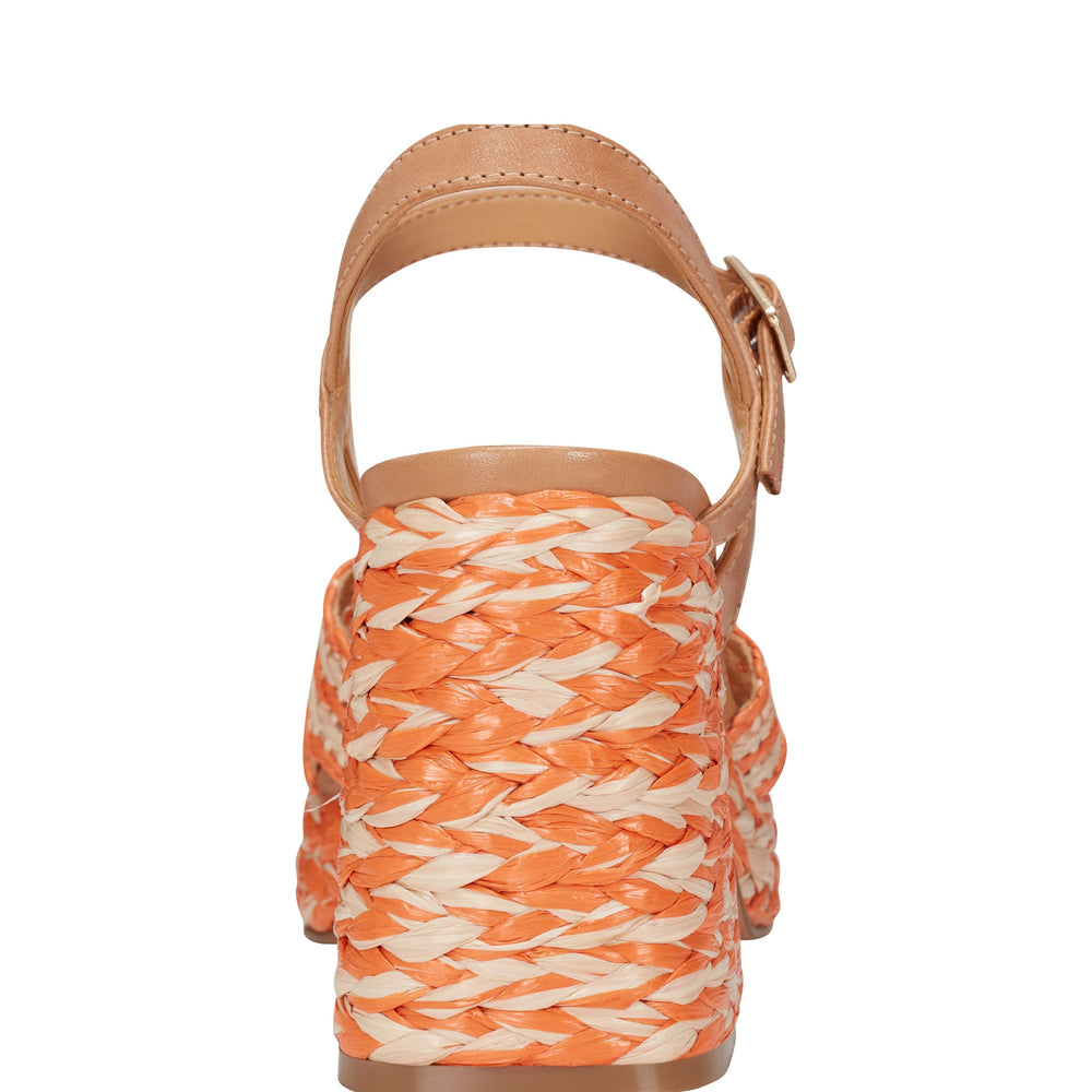 Juliey Platform Sandal - Natural/Orange Raffia