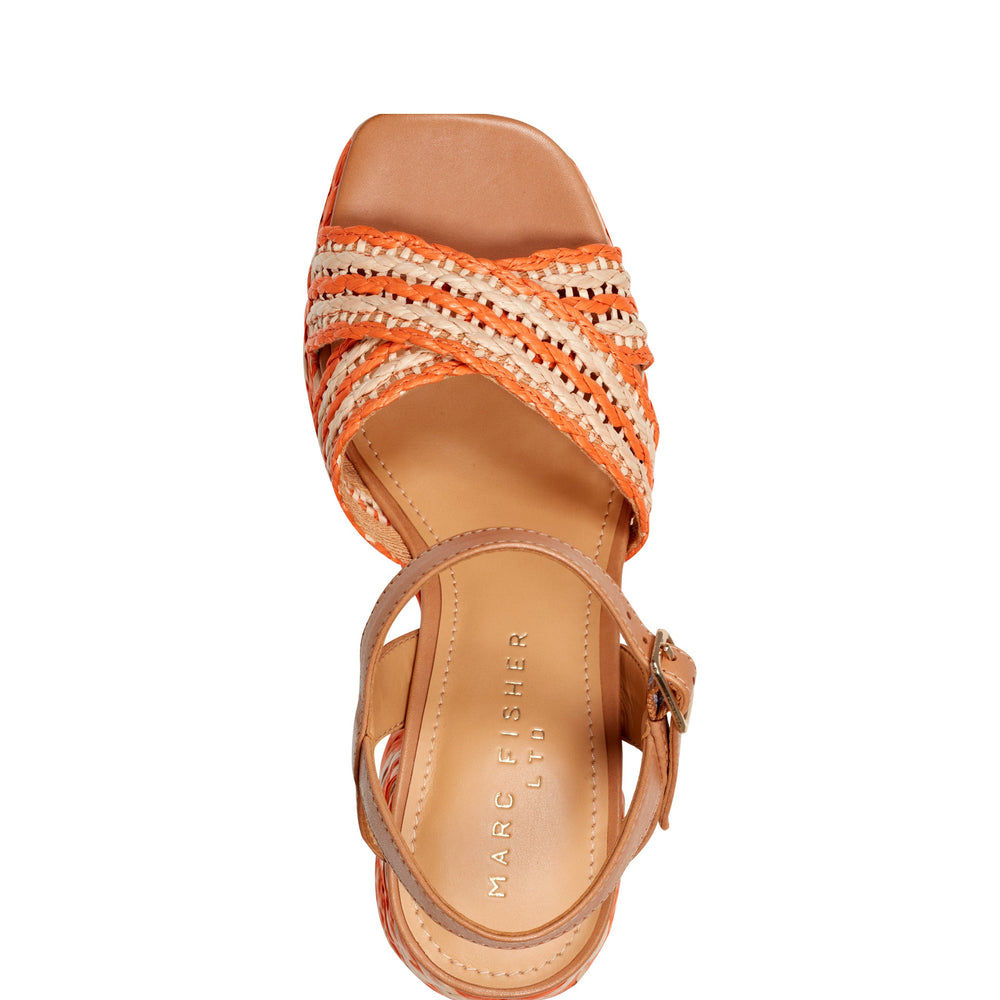 Juliey Platform Sandal - Natural/Orange Raffia