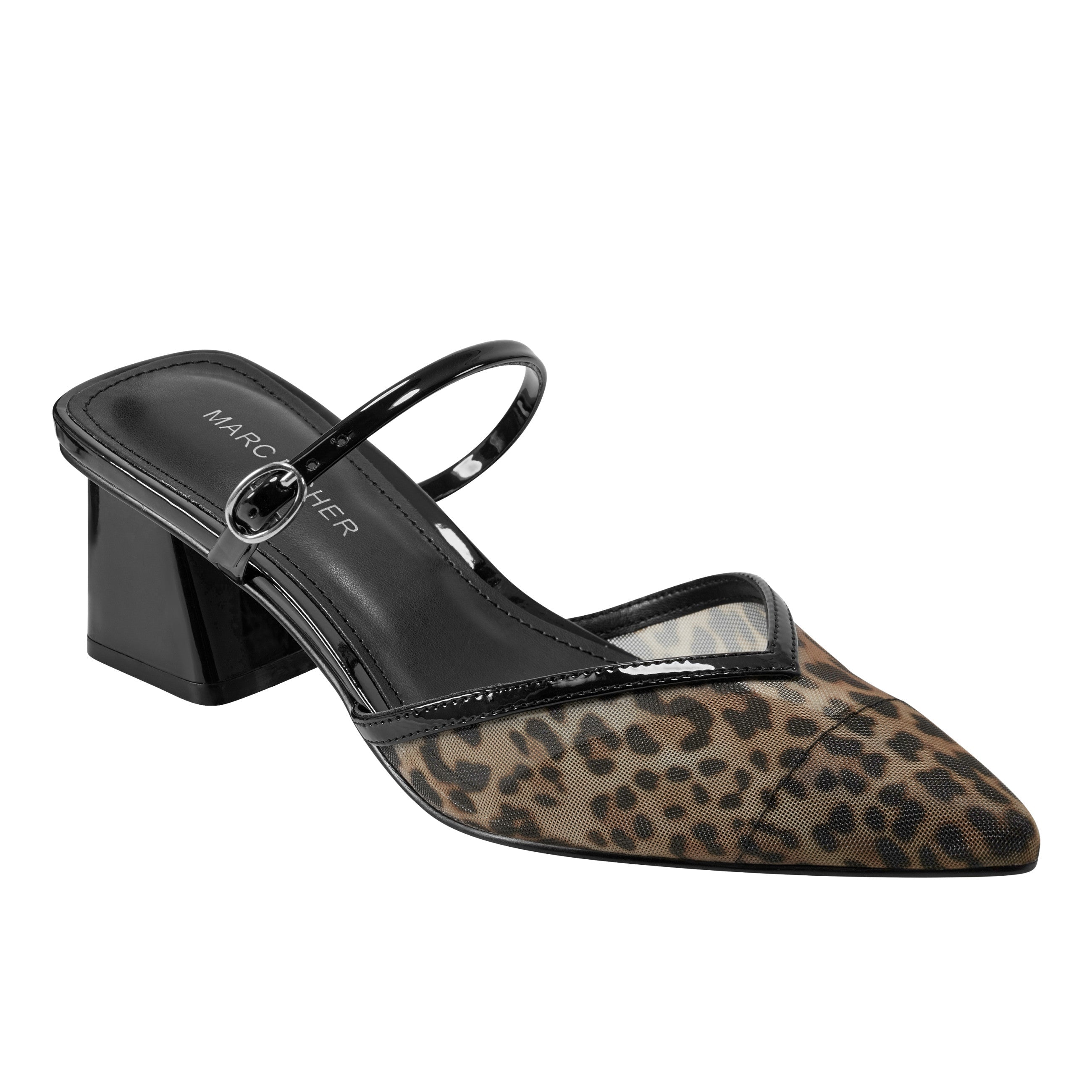 Lakey Heeled Mule - Leopard Mesh
