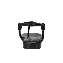 Maycee Thong Flat Sandal - Black Leather