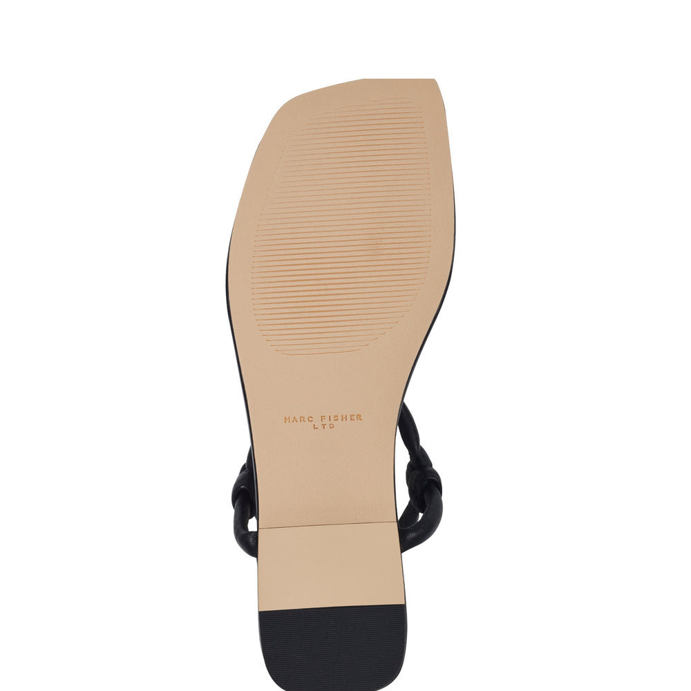 Maycee Thong Flat Sandal - Black Leather